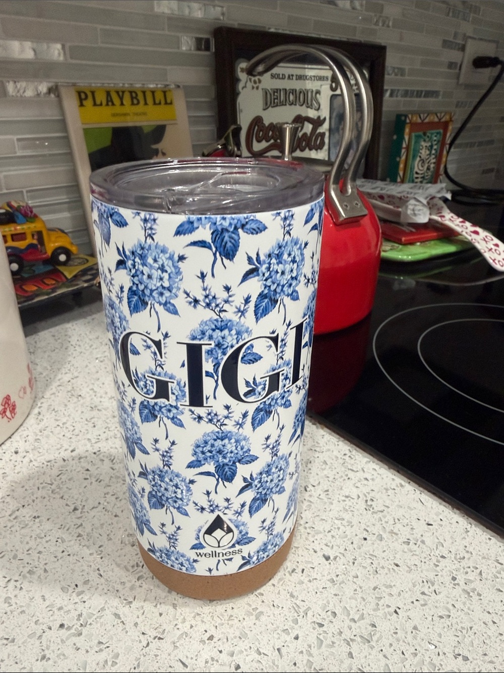 GIGI Blue/White & Black Floral Insulated Tumbler by Wellness